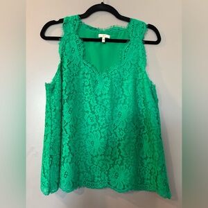 Joie Green Lace Sleeveless Top